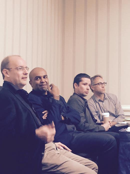 Former Mamdani students: Juan Obario, Suren Pillay, Manuel Scwhab and Adam Branch. Image: Sean Jacobs