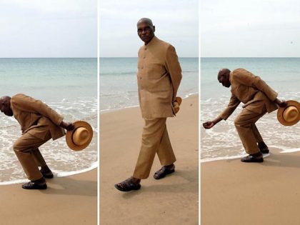 Le prsident Abdoulaye Wade, plage de Popenguine 2008
