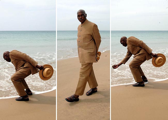 Le prsident Abdoulaye Wade, plage de Popenguine 2008