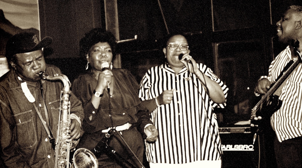 Winston Mankunku Ngozi, Thandi Klaasen, Sibongile Khumalo and Spencer Mbadu at Manenberg's Jazz Cafe in Cape Town