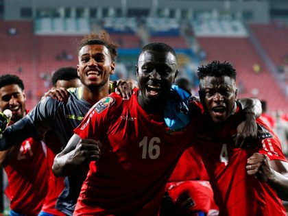Soccer Football - Africa Cup of Nations - Group F - Gambia v Tunisia - Limbe Omnisport Stadium, Limbe, Cameroon - January 20, 2022 Gambia's Mohammed Mbye with teammates after the match REUTERS/Mohamed Abd El Ghany