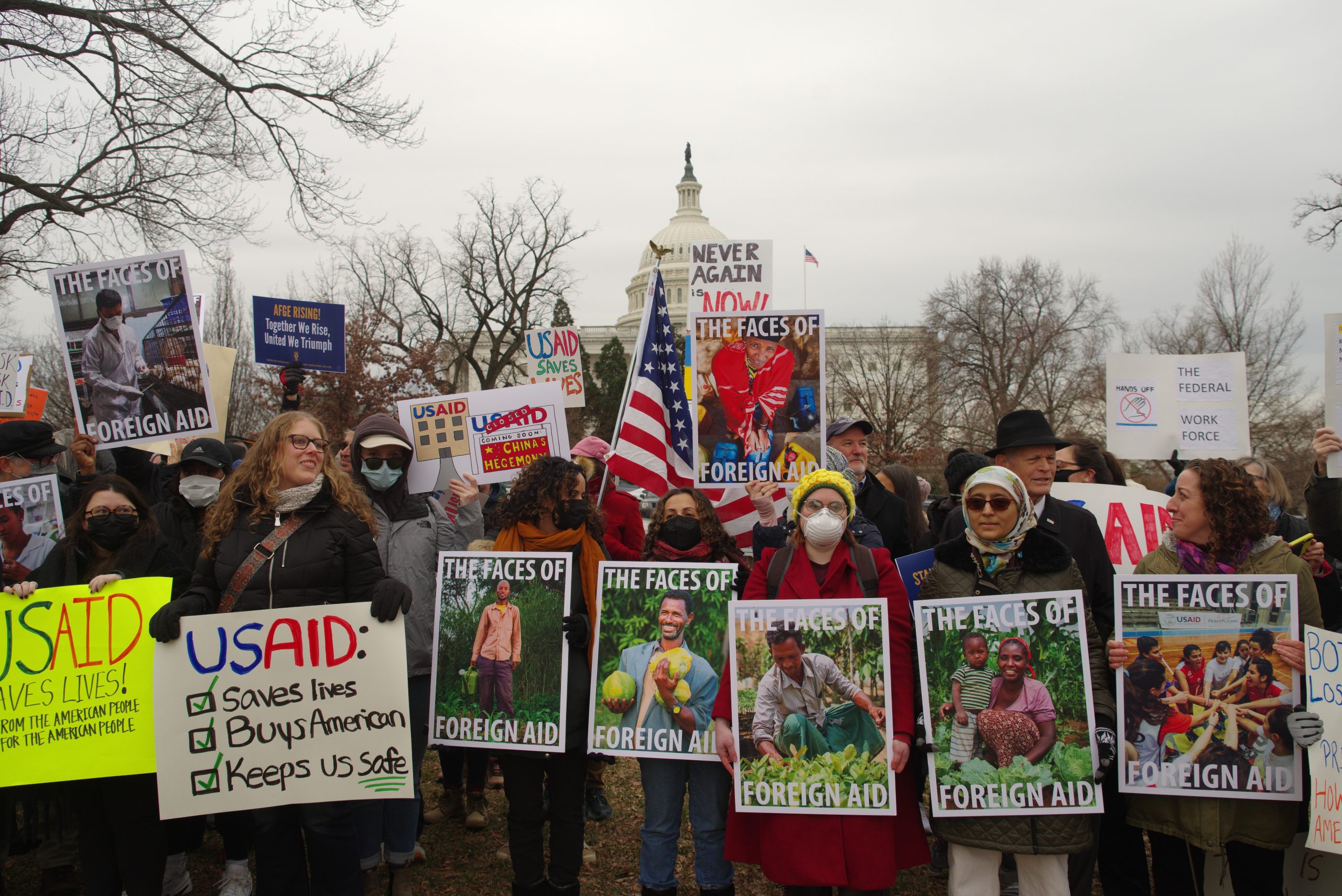 Washington,,Dc,-,February,5,,2025:,Protesters,With,Signs,Gather