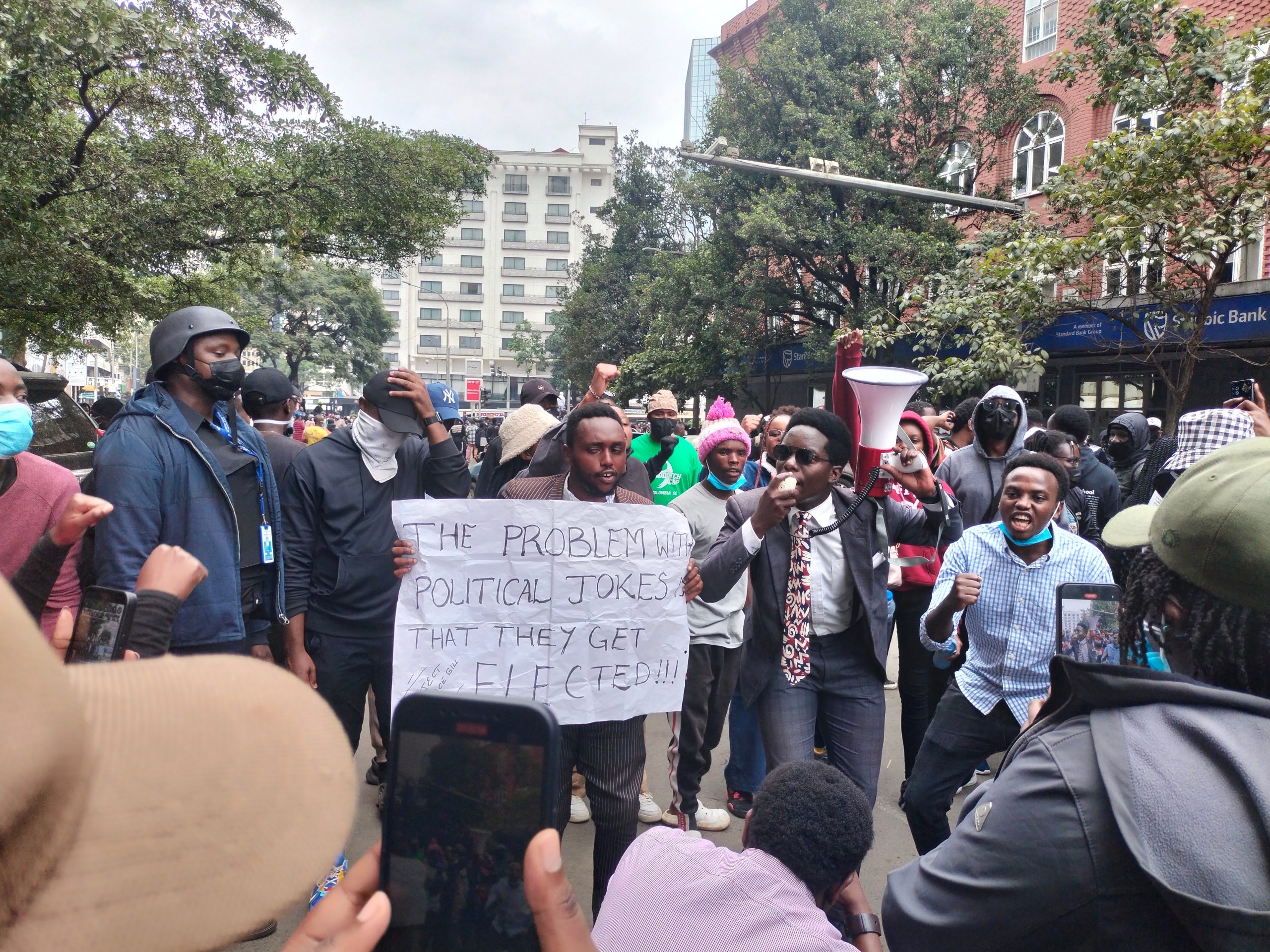 Protesters,Outside,The,Nation,Centre,On,Kimathi,Street,In,Nairobi,