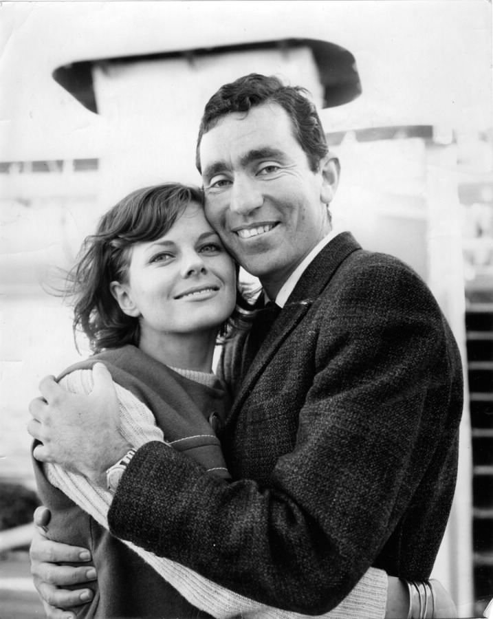 Albie meeting Stephanie Kemp upon her arrival by boat in Southampton, UK - September 1966. Photographer unknown. 