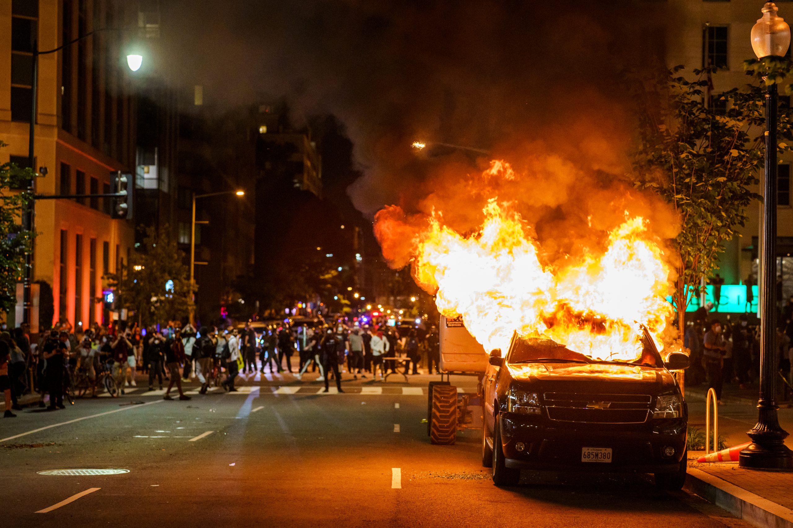 A,Car,Is,Burning,After,A,Protester,Set,A,Fire.