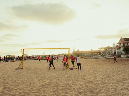 Beach football on a Cabo Verdean beach
