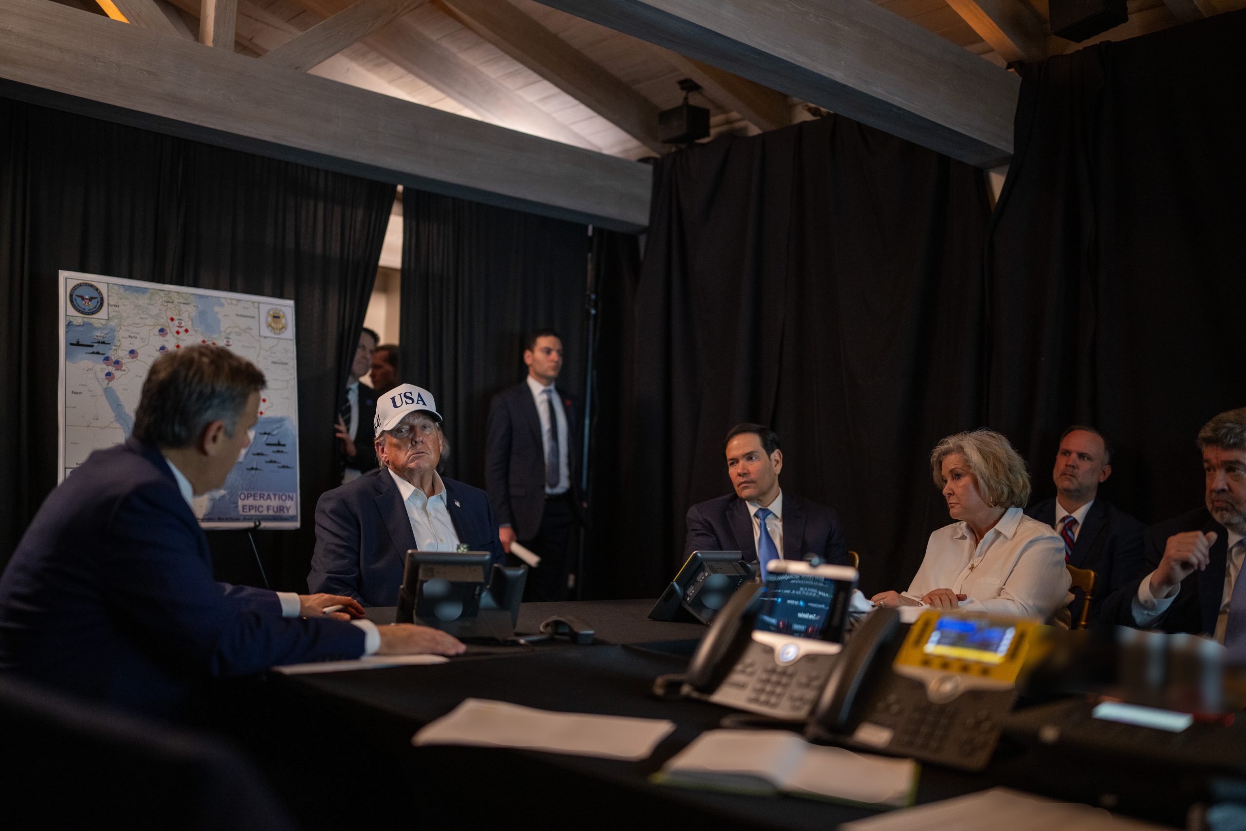 President Donald J. Trump oversees Operation Epic Fury at Mar-a-Lago, Palm Beach, FL, Feb. 28, 2026. (White House photo by Daniel Torok)