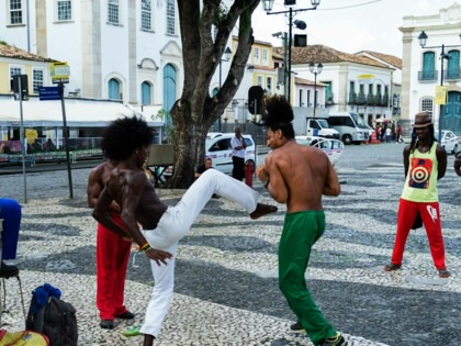 Capoeira in the streets of Pelourinho, Salvador, Brazil.