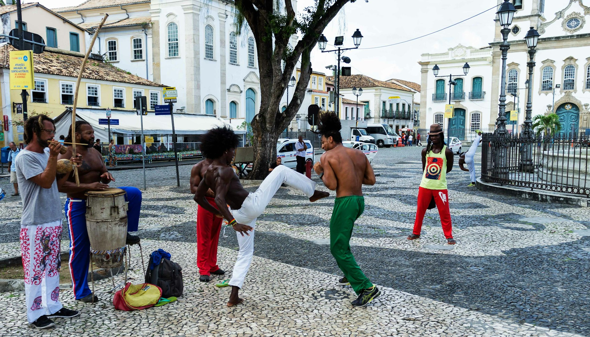 Capoeira in the streets of Pelourinho, Salvador, Brazil.